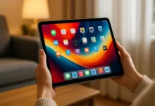 Persoană utilizând o tabletă modernă performantă în living